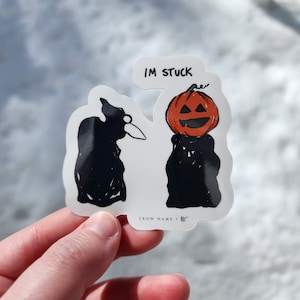 IM STUCK Crow Plague Doctor Vinyl Sticker, I&#39;m Stuck, Halloween, Pumpkin, Jack O Lantern, Laptop sticker, Water bottle sticker, Crow, UV