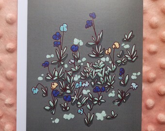 Gray Flowers Card Blank 5x7