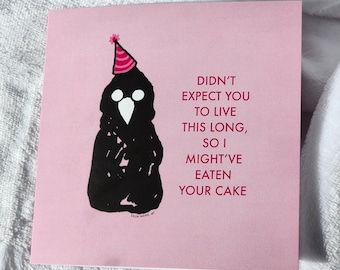 Funny Blank Crow Plague Doctor Birthday Card: Humor