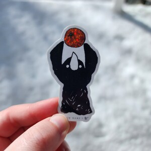 Orange Crow Plague Doctor Glitter Vinyl Sticker, waterproof, stationery, water bottle, laptop, hydro flask, orange fruit, fruit, cute funny
