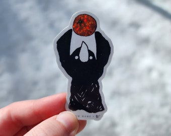 Orange Crow Plague Doctor Glitter Vinyl Sticker