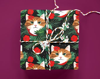 Kitties Matte & Satin Christmas Wrapping Paper Roll, Cute Gift Wrap, Holiday Paper, Christmas Gift, Cat Christmas, Cat Wrapping Paper