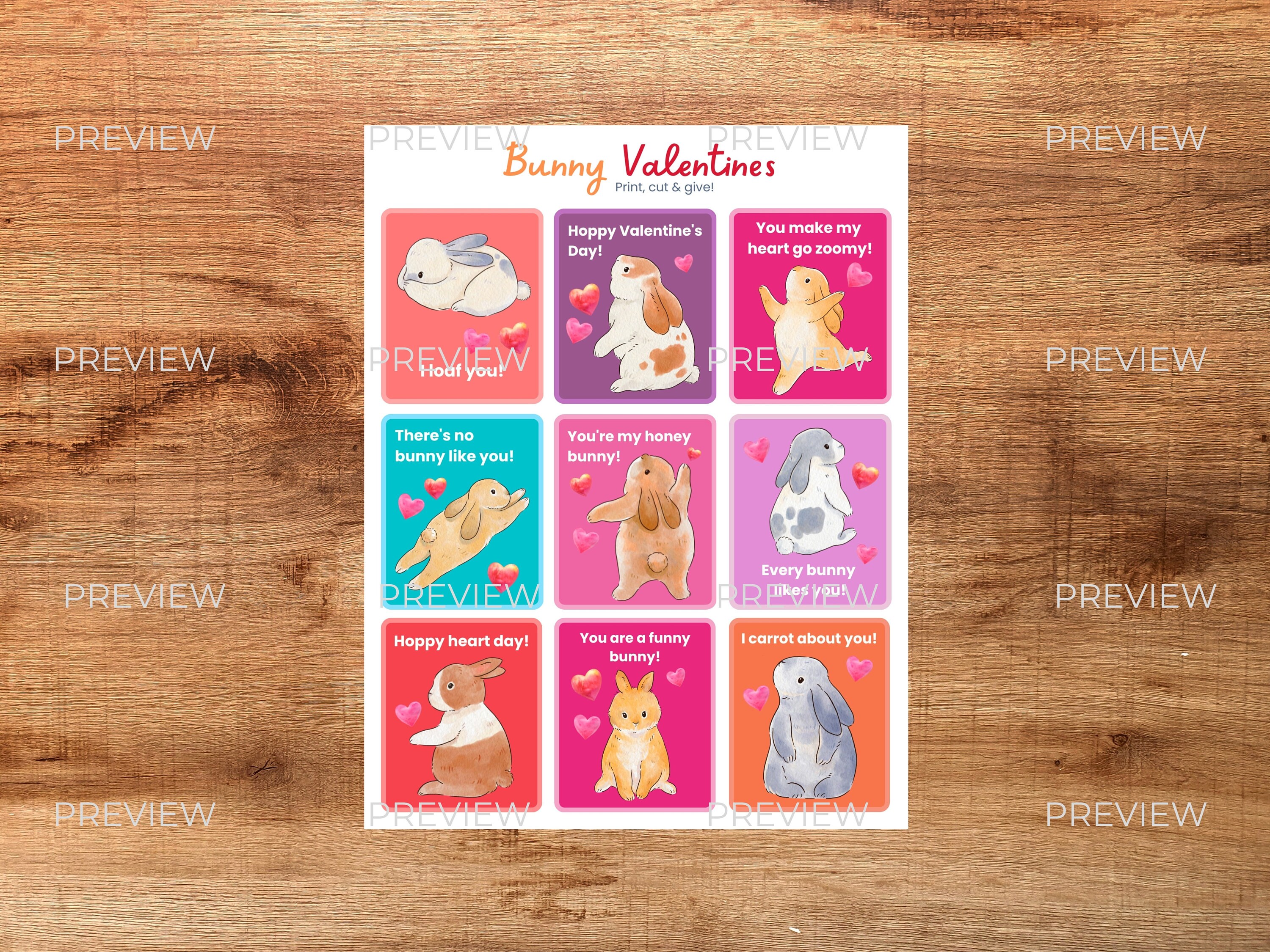 printable-kids-bunny-valentine-cards-instant-download-etsy