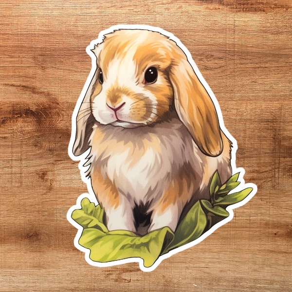 Lop Ear Rabbit Sticker, Vinyl Decal, Water Bottle, Cute Rabbit Sticker, Bunny Sticker For Laptops, Hydroflasks, Planner Sticker