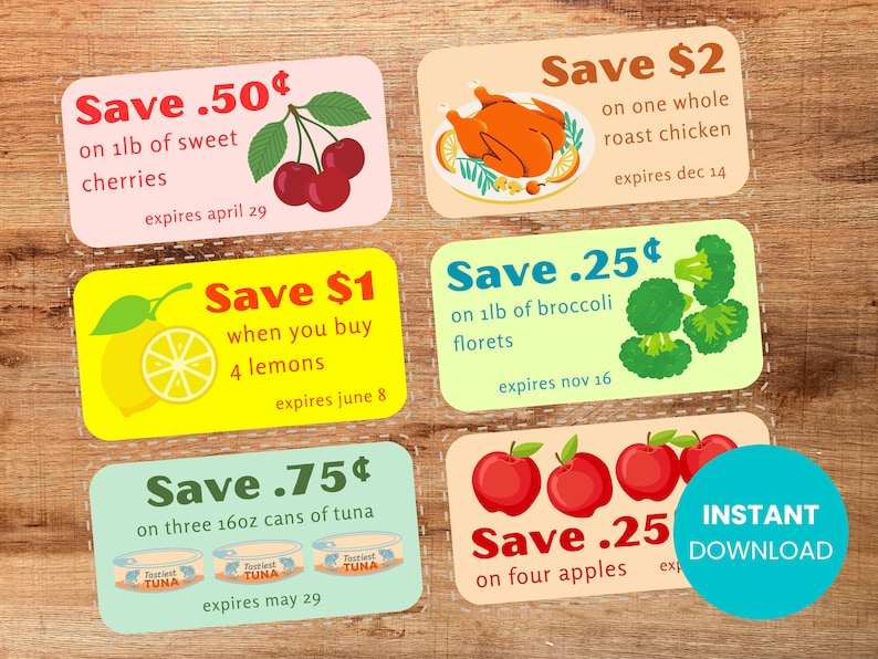 PRINTABLE Coupons Pretend Play Homeschool Montessori Waldorf Preschool ...