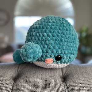 Giant Chunky Soft Crochet Stuffed Amigurumi Whale Plushie Pillow