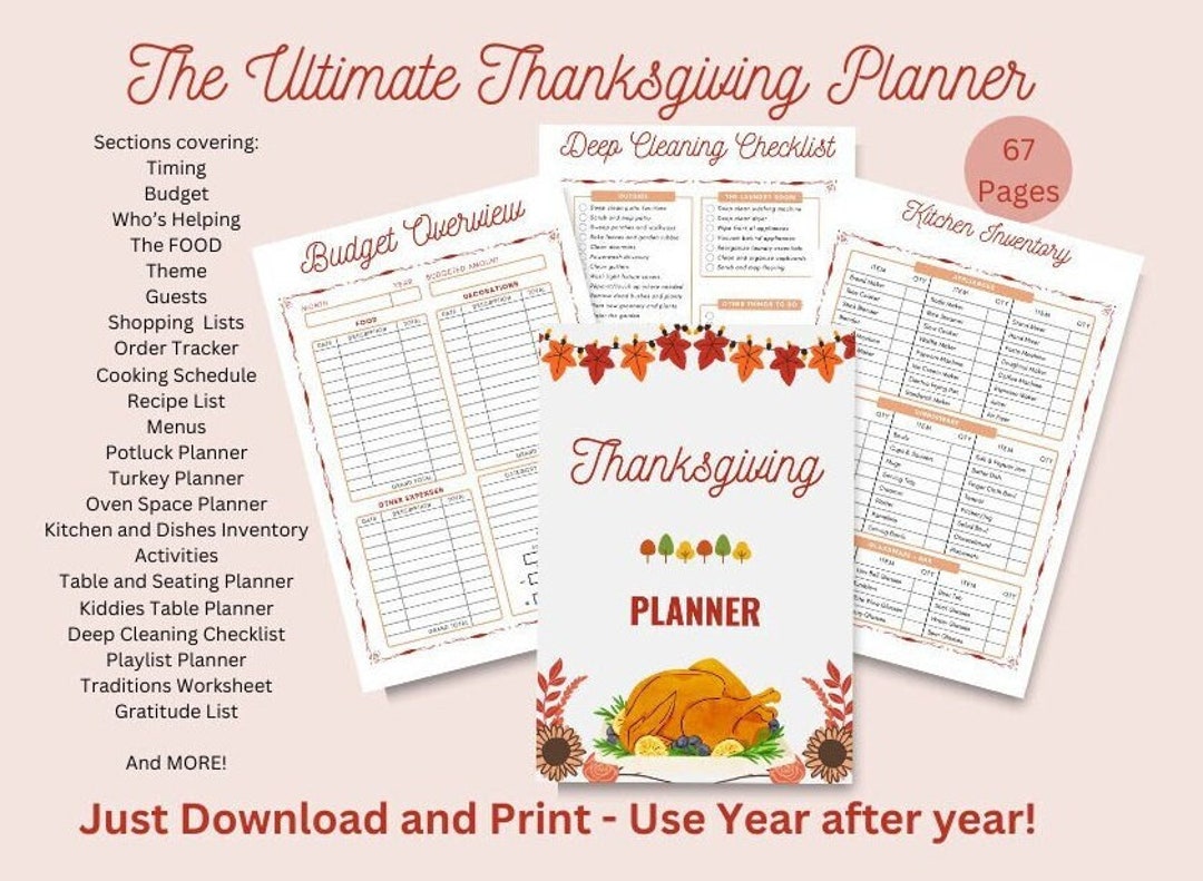 Thanksgiving Printable Planner Printable Thanksgiving - Etsy