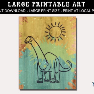 Printable Brontosaurus Dinosaur Wall Art, Multiple Size Options Instant Download Art
