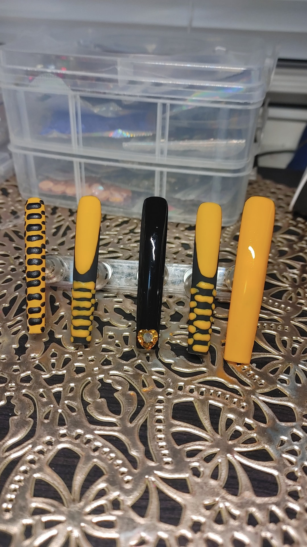 Black and Yellow Press on Nails - Etsy