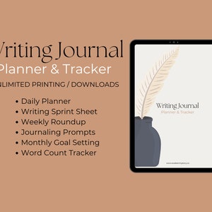 Schreibtagebuch, Planer & Tracker | Digitaler Download | Tagesplaner | Word Count Tracker | Tagebuch | NaNoWriMo | A4 Größe