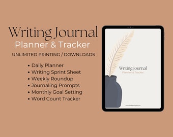 Writing Journal, Planner & Tracker | Digital Download | Daily Planner | Word Count Tracker | Journal | NaNoWriMo | A4 Size