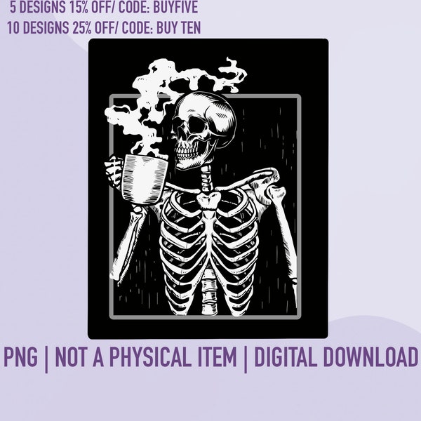 Skeleton Dringking Coffee SVG, Skeleton Coffee SVG, Caffeine Lover Halloween Svg, Png, Cut File, Silhouette, Digital Instant Download