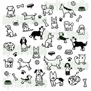 Hand drawn dogs PNG, SVG, JPG Cute dog sketches for instant download
