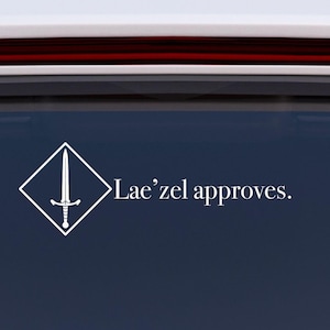 Lae&#39;zel Approves Vinyl Sticker - Baldur&#39;s Gate 3 - BG3 - Window Decal - Laptop Sticker - White Vinyl