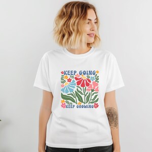 Comfort Colors® Floral Keep Going Keep Growing T-Shirt, Positivity Shirt, Self Love Shirt, Floral Inspirational Gift, Motivational Shirt