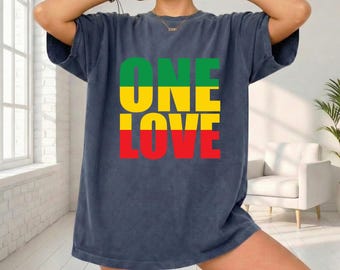 Comfort Colors One Love Adult Unisex T-Shirt Vintage Reggae Music Tee