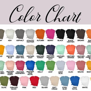 a color chart with various clothing items and their corresponding colors.