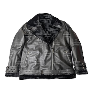 Hand Crafted Mens Shearling Winter Black Leather Jacket, B3 Bomber Aviator RAF Flight Jacket