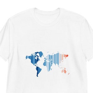 Weltkarte globale Erwärmung Streifen T-Shirt, Geschenk, Rette den Planeten, beliebt jetzt, Klimawandel, Erde Shirt