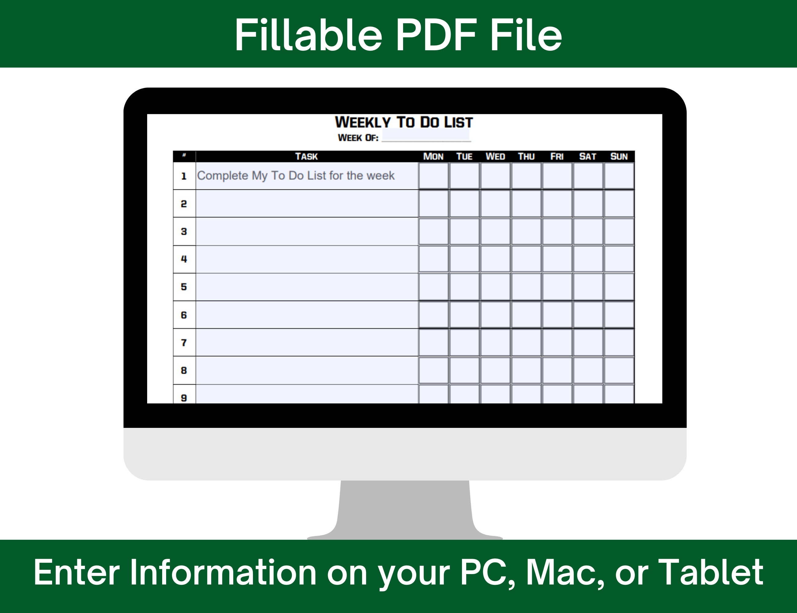 ADHD Weekly to Do List Checklist | Fillable PDF, Brain Dump Planner ...