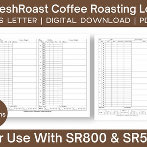 FreshRoast Coffee Roasting Log, SR540 SR800 Home Roasters Logbook | Roast Profile Tracker, Printable, Digital, Instant Download