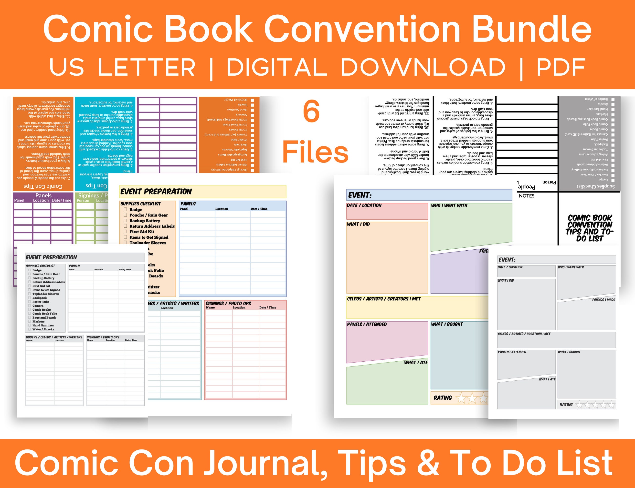 Comic Con Bundle Journal Tips and to Do List Printable photo photo