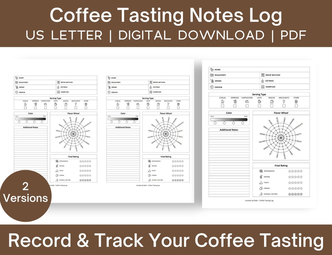Coffee Tasting Notes Journal Log to Record Brew Drink Reviews & Ratings