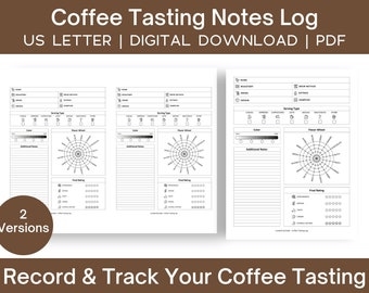 Coffee Tasting Notes Journal | Log to Record Brew Drink Reviews & Ratings, PDF, Roast Profile Tracker, Printable, Digital, Instant Download