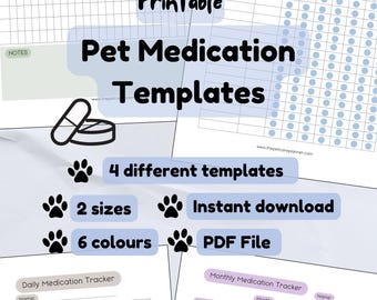 Printable Pet Medication Tracker Templates | PDF
