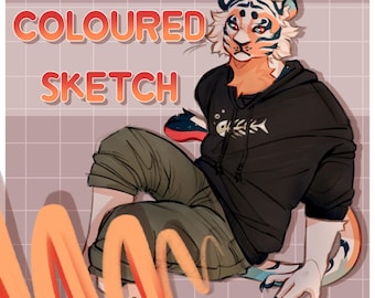 Boceto de personaje Fursona coloreado por encargo