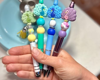 Beaded Peacock Pen | Colorful Stylus, Phone Accessory