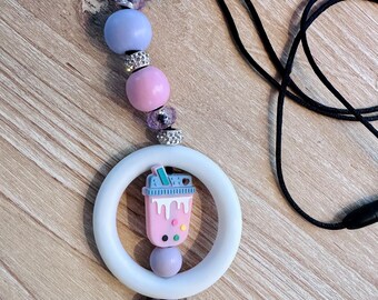 Bubble Tea Lanyard | Pastel Beaded Badge Holder
