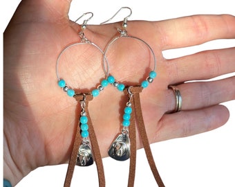 Faux Turquoise Western Earrings | Handmade Dangle Jewelry