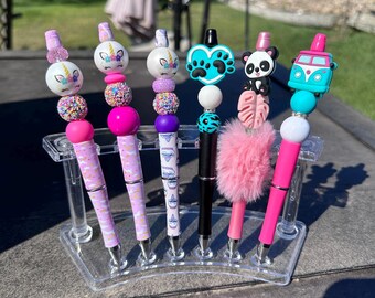 Handmade Beaded Pens | Unicorn, Paw Print, Hippie Van