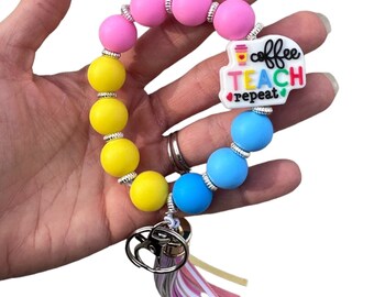 Llavero de agradecimiento para profesores / Accesorio de cuentas de silicona de colores