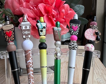 Beautiful beaded pens | Phone Stylus | Unique Pen | Coffeeholic | Pen collection | Animal Print Pens | Colorful Pens | Mini Coffee Beads