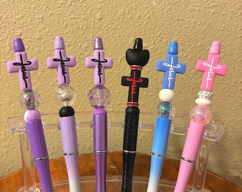 Plumas con cuentas divertidas / Plumas coloridas / Plumas inspiradas en la fe / Pluma cruzada / Pluma de maestro / Regalos cristianos / Regalos para compañeros de trabajo / Plumas cristianas