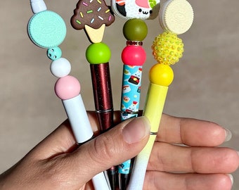 Foodie Beaded Pens | Handmade Kawaii Sushi, Ice Cream Pens