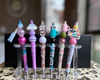 Fun Beaded Pens | Colorful Pens | Pens with Tassel | Coffee Pen | Rainbow Pen | Journal Pens | Teacher Pens | Work Pens | Desk Pens | Cute