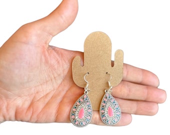 Teardrop Dangle Earrings | Rustic Southwestern Turquoise Jewelry