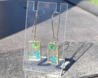 Floral Resin Earrings | Handmade Earrings | Cooper Color Earrings | Flower Earrings | Painted Resin Earrings | Boho Earrings | Naturalist