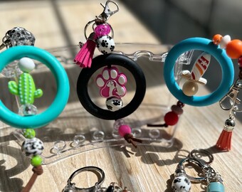 Dog Mom Beaded Keychain | Tassel, Silicone & Metal Keyring