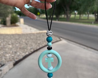 Beaded Cross Car Charm | Freshie Hanger
