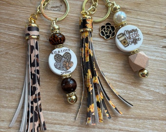 Tassel Keychain | Beaded Charm, Gold Lobster Claw Clasp