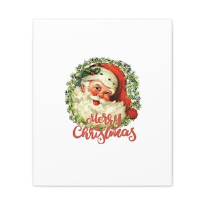 Classic Vintage Santa Christmas Decoration, Stretched Matte Canvas Print, Festive Holiday Home Decor, Santa Claus Artwork, Canvas Wall Art