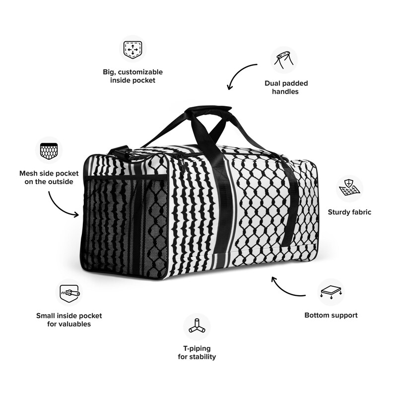 Palestine keffiyeh Duffle bag kufiyah texture arabic design free gaza stop war peace in the middle ease unique design HQ