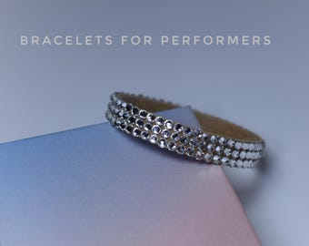 Pulsera de cristal para salón de baile, joyería para espectáculos de danza, danza del vientre, pulsera de competición, piedras de cristal, joyería brillante (Reino Unido)