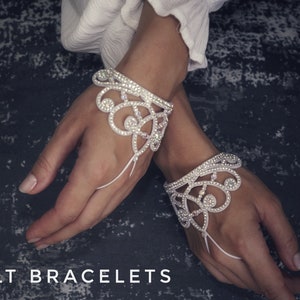 Ballroom felt Crystal bracelet, lightweight, belly dance, competition dance bracelet, white, pink  rhinestoned jewelry UK