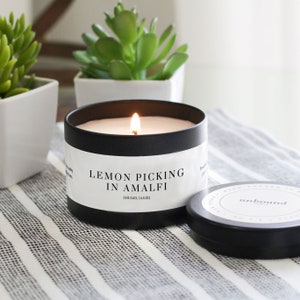 Lemon Picking in Amalfi Scented Candle | 3.2oz Coconut Soy Candle Travel Tin | Lemon Candle | Italy Candle | Travel Candle | Handmade Candle