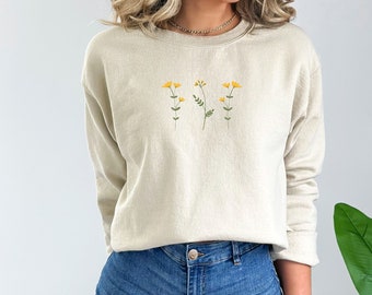 Flower Sweatshirt Minimalistic Flower Crewneck Vintage - Etsy